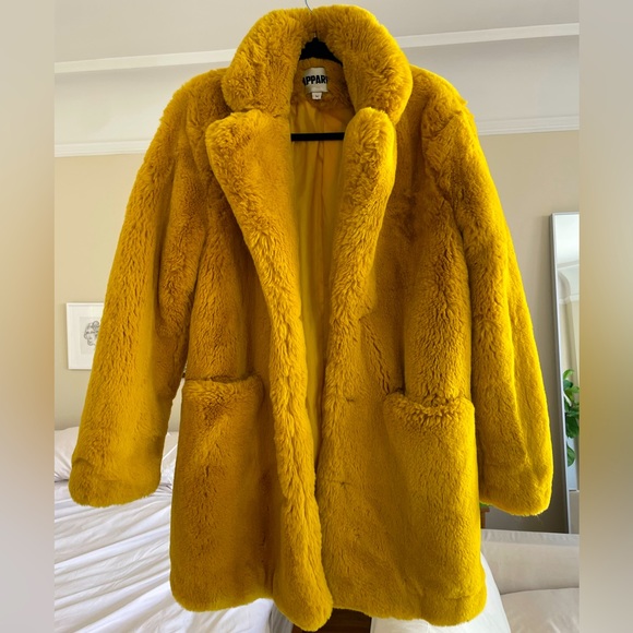 Apparis Sophie Faux Fur Coat, Golden Yellow